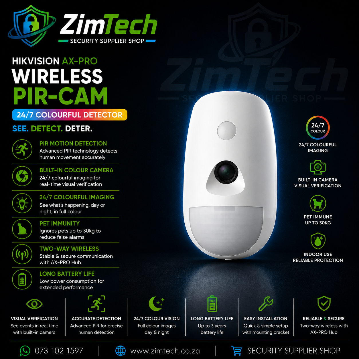 Hikvision AX-PRO Wireless PIR-CAM 24/7 Colourful Detector