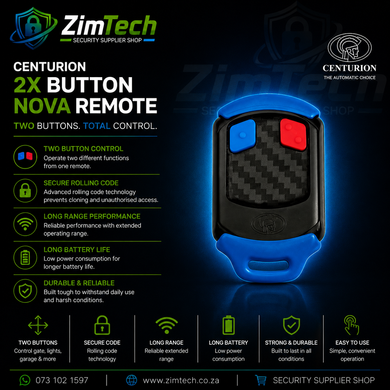 Centurion 2 Button Nova Remote