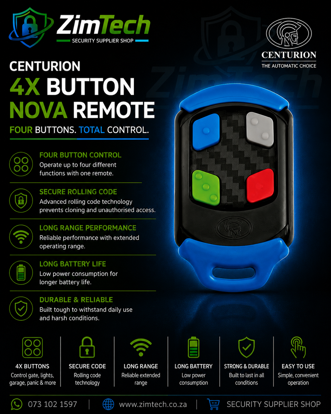 Centurion 4 Button Nova Remote