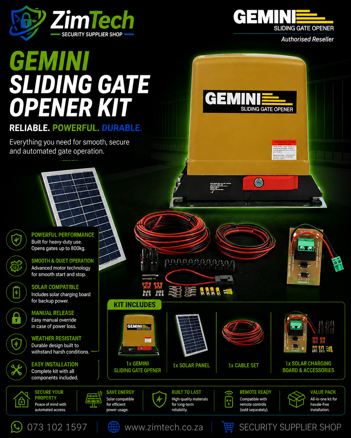Gemini DC Slider 12V 12A/h and Solar kit